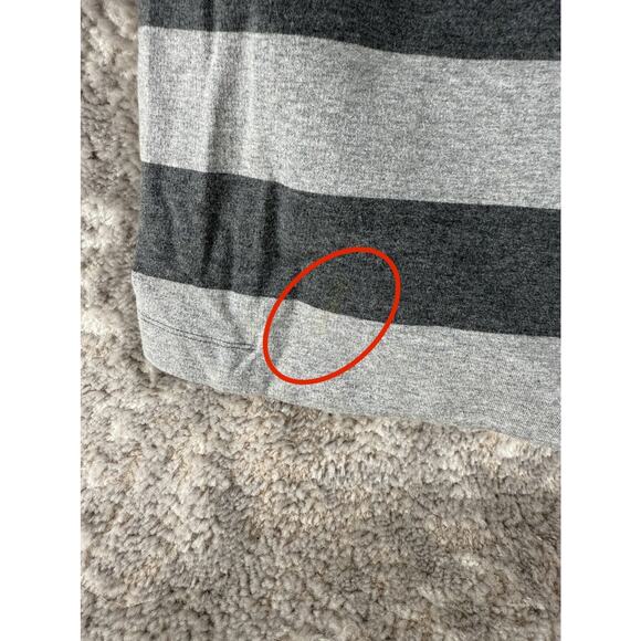 Mystree Size M Outdoor Stroped Notched Coat Gray Long Sleeve Button Pocket - Picture 2 of 9